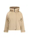 Woolrich Hooded Corduroy Jacket Adjustable Cuffs In Neutral