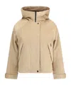 Woolrich Hooded Corduroy Jacket Adjustable Cuffs In Neutral