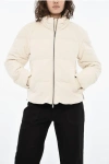Woolrich Corduroy Minehart Down Jacket With Logo Buttons In Neutral