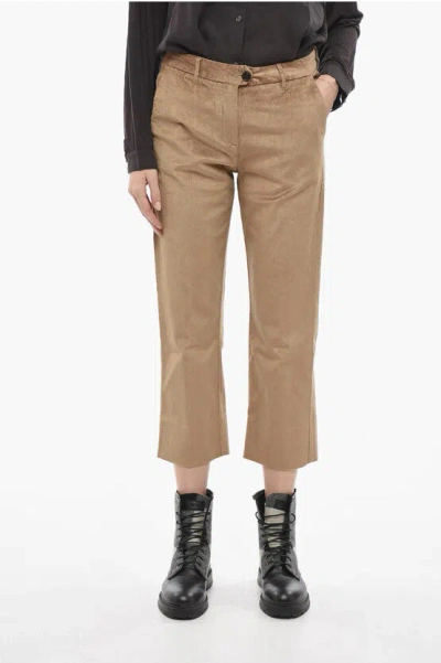 Woolrich Corduroy Wide Leg Trousers In Brown