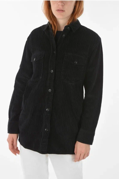 Woolrich Corduroy Wide Overshirt In Black