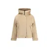 Woolrich Hooded Corduroy Jacket Adjustable Cuffs In Neutral
