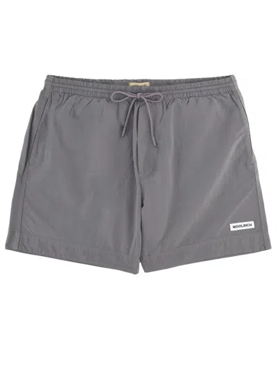 Woolrich Costume Da Bagno Con Logo In Gray