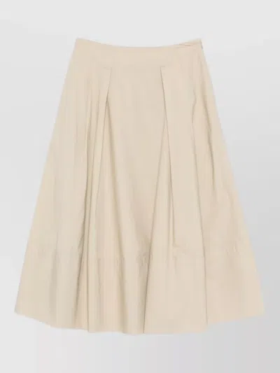 Woolrich Cotton A Line High Waist Midi Skirt In Neutral