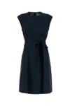 Woolrich Poplin Dress With Belted Waist And Cap Sleeves