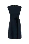 Woolrich Poplin Dress With Belted Waist And Cap Sleeves