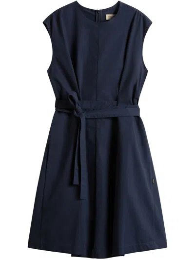 Woolrich Cotton Belted Dress In Blue