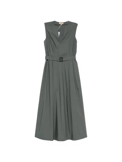 Woolrich Cotton Belted Long Coat In Gray