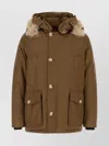 Woolrich Cotton Blend Arctic Parka With Adjustable Hood In Brown