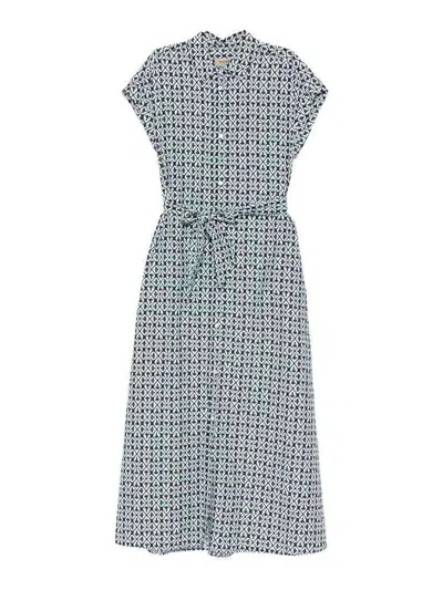 Woolrich Cotton Blend Chemisier Dress In Blue
