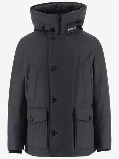 Woolrich Cotton Blend Logo Jacket In Gray