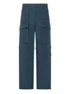 Woolrich Steel Blue Trousers With Concealed Fastening And Zip Pockets In Blue