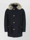Woolrich Blue Down Filled Jacket With Fur Hood In Black