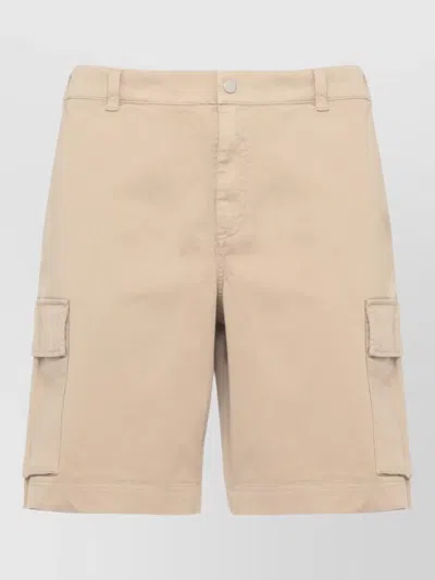 Woolrich Cotton Cargo Bermuda Shorts Belt Loops Pockets In White