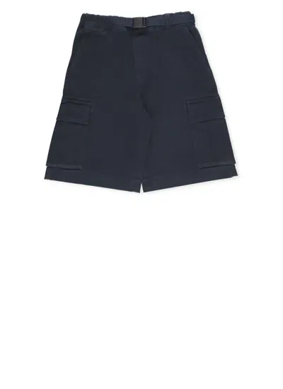 Woolrich Kids' Cotton Cargo Bermuda Shorts In Blue