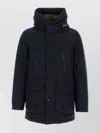 Woolrich Cotton Down Jacket With Hood And Pockets In Blue