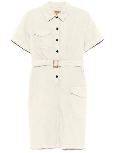 WOOLRICH WOOLRICH COTTON DRESS WITH BUTTONS AND BUCKLE BELT