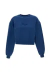 Woolrich Crewneck Pure Cotton Sweatshirt With Embroidered Logo In Blue