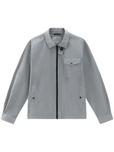 Woolrich Cotton-gabardine Overshirt In Grey