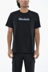 Woolrich Cotton Graphic Tee Crew-neck T-shirt With Embossed Logo In Black