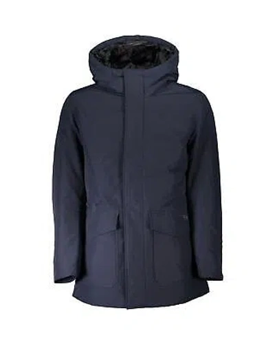 Pre-owned Woolrich Cotton Hooded Jacket With Logo - Jackets - Blue -size 2xl