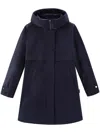 Woolrich Cotton Hooded Parka Coat In Blue