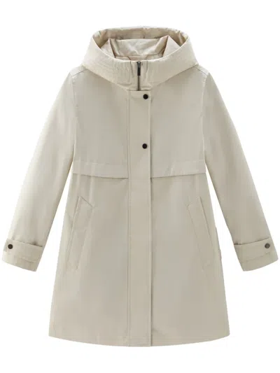 Woolrich Cotton Hooded Parka Coat In Neutrals