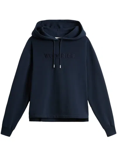 Woolrich Cotton Hoodie In Blue