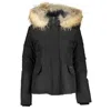 Woolrich Mid-length Black Parka With Detachable Fur-trimmed Hood In Black