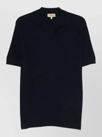 Woolrich Cotton Knit Polo Shirt V Neck In Black