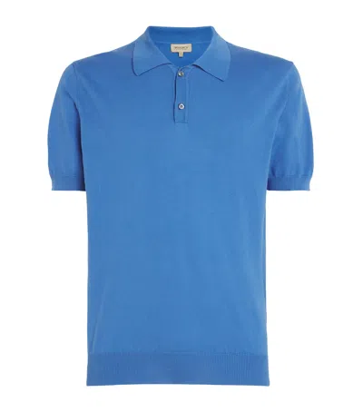 Woolrich Cotton Knitted Polo Shirt In Blue
