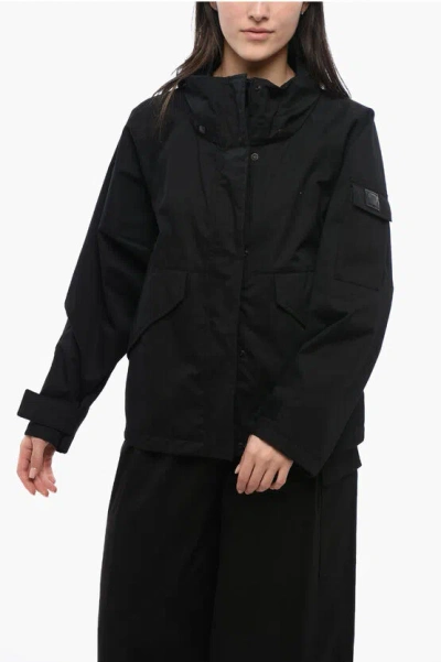 Woolrich Cotton Lily Jacket With Removable Hood In Black