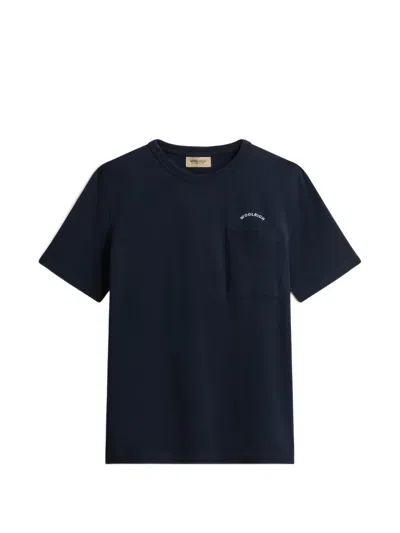 Woolrich Cotton Logo Pocket T-shirt In Blue