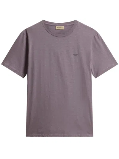 Woolrich Cotton Logo Print Short Sleeve Tee In Gray