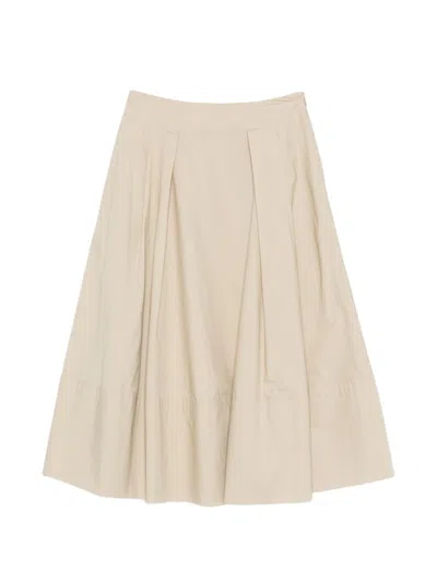 Woolrich Cotton Long Skirt In Neutral