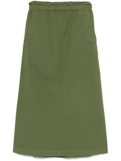 Woolrich Cotton Long Skirt In Green