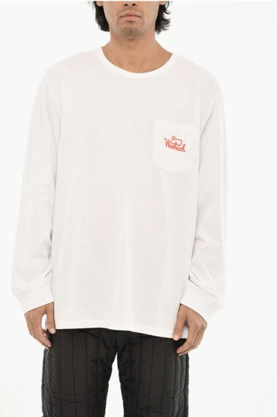 Woolrich Cotton Long Sleeve Crew-neck T-shirt In White