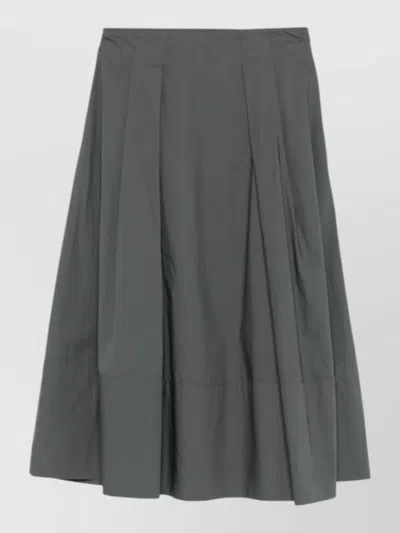 Woolrich Cotton Midi Skirt High Waist Buttons In Gray