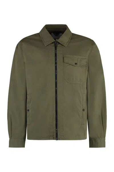 Woolrich Cotton Overshirt With Buttoned Cuffs And Pockets In Green