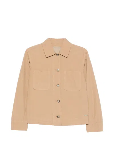 Woolrich Cotton Overshirt Jacket Long Sleeves Collar In Neutral