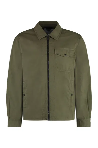 Woolrich Gabardine Overshirt In Green
