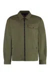 Woolrich Cotton Overshirt With Buttoned Cuffs And Pockets In Green