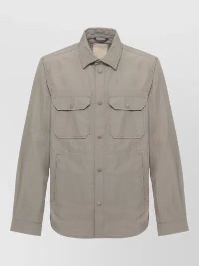 Woolrich Cotton Overshirt Jacket Collar Neckline In Gray