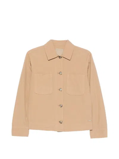 Woolrich Cotton Overshirt In Sand