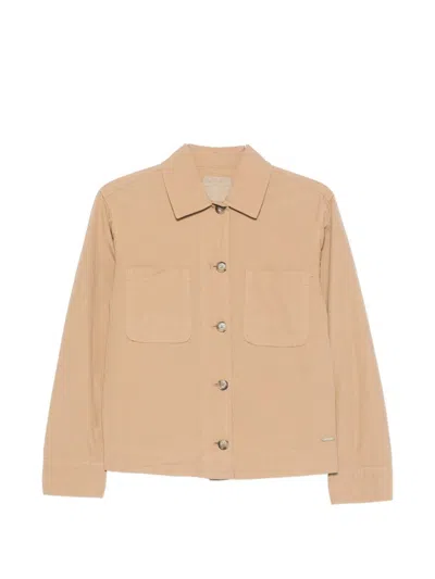 Woolrich Cotton Overshirt In Sand