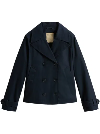 Woolrich Cotton Peacoat In Blue