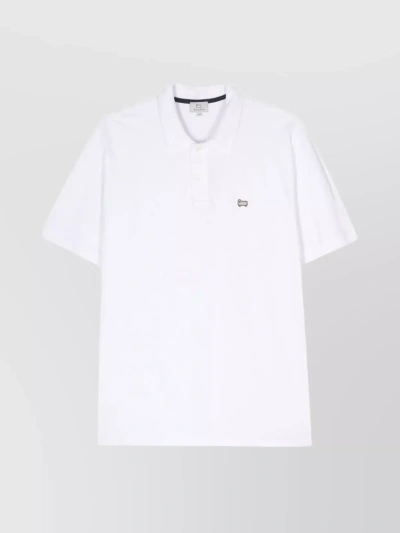 Woolrich Cotton Pique Polo Shirt With Side Slits In White
