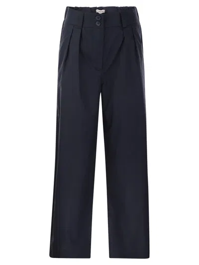 Woolrich Cotton Pleated Trousers In Melton Blue