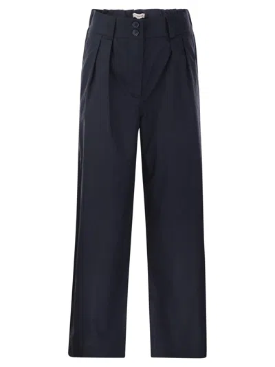 Woolrich Wide-leg Cotton Trousers In Melton Blue