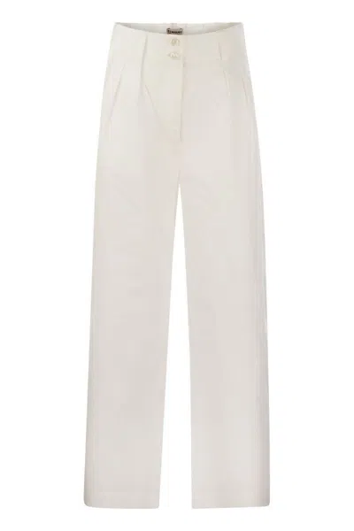 Woolrich 褶饰细节棉长裤 In White
